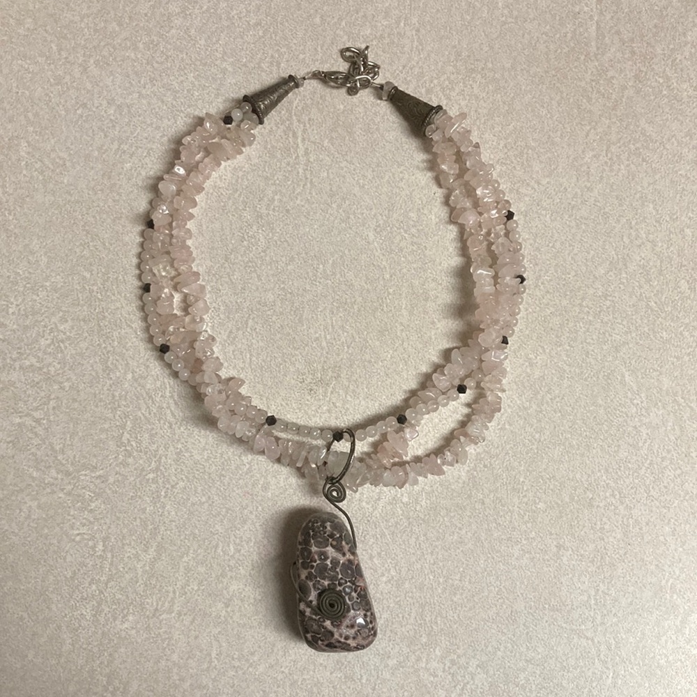 Crystal and stone beaded necklace